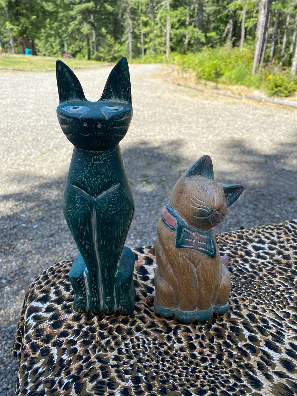MCM Vintage Carved Cats